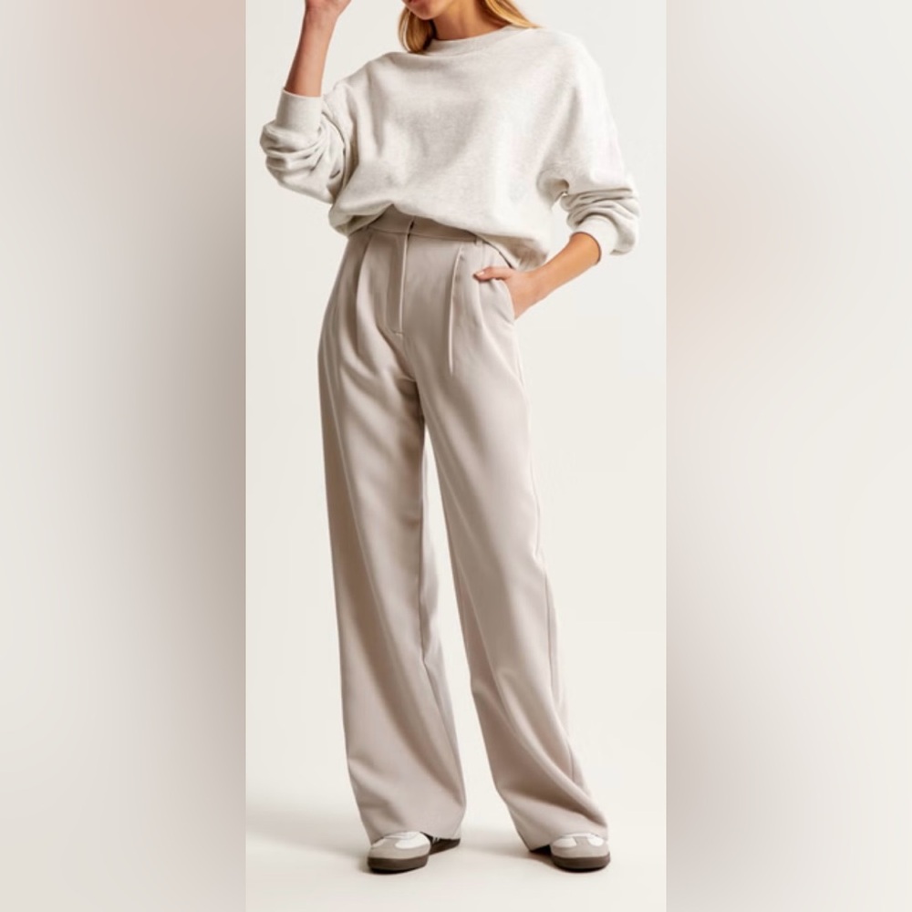 Abercrombie & Fitch Sloane Wide Leg Pants/Trousers in Light Taupe Size 28/6R - Picture 5 of 9